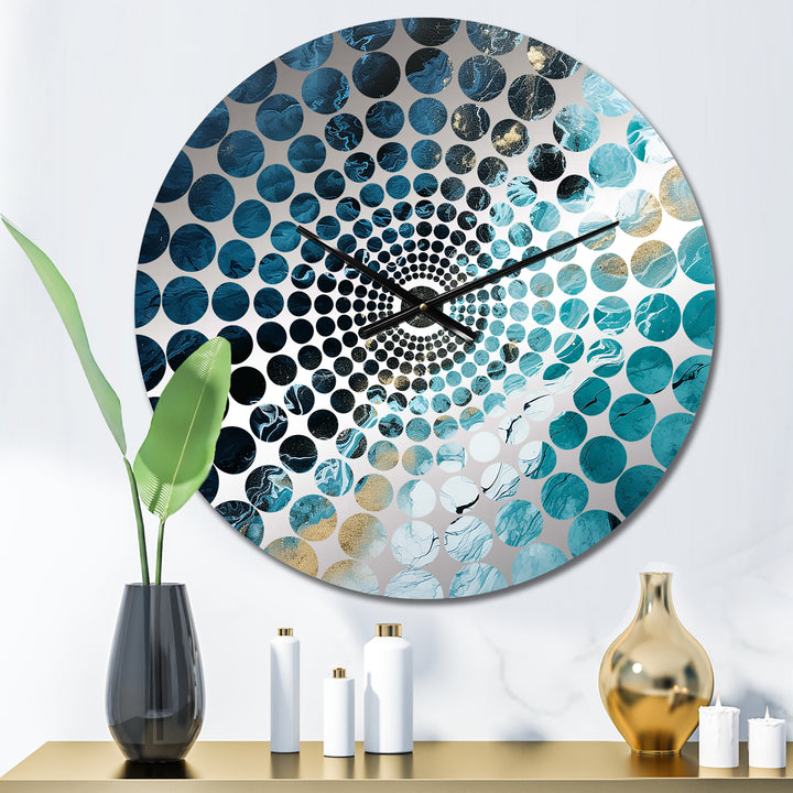 White And Blue Abstract Element Fight - Abstract Metal Wall Clock