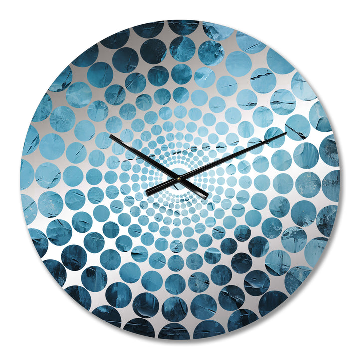 White And Blue Abstract Element Fight I - Abstract Metal Wall Clock