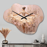 Beige Gold Minimalism Ballerina II - Asymmetric Metal Wall Clock