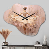 Beige Gold Minimalism Ballerina II - Asymmetric Metal Wall Clock