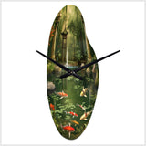 Bamboo And Koi Pond Showcase I - Asymmetric Metal Wall Clock