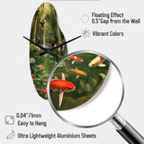 Bamboo And Koi Pond Showcase I - Asymmetric Metal Wall Clock