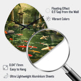 Bamboo And Koi Pond Showcase I - Asymmetric Metal Wall Clock