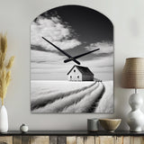Black And White Barn Minimalism Country Charm I - Asymmetric Metal Wall Clock