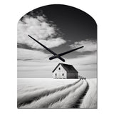 Black And White Barn Minimalism Country Charm I - Asymmetric Metal Wall Clock