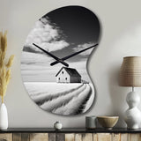 Black And White Barn Minimalism Country Charm I - Asymmetric Metal Wall Clock