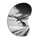 Black And White Barn Minimalism Country Charm I - Asymmetric Metal Wall Clock
