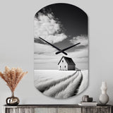 Black And White Barn Minimalism Country Charm I - Asymmetric Metal Wall Clock