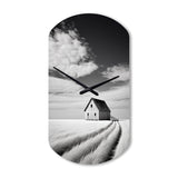 Black And White Barn Minimalism Country Charm I - Asymmetric Metal Wall Clock