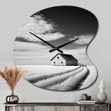 Black And White Barn Minimalism Country Charm I - Asymmetric Metal Wall Clock