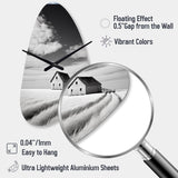 Black And White Barn Minimalism Country Charm I - Asymmetric Metal Wall Clock