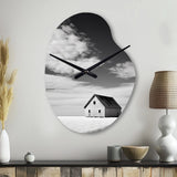 Black And White Barn Minimalism Country Charm I - Asymmetric Metal Wall Clock
