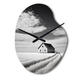 Black And White Barn Minimalism Country Charm I - Asymmetric Metal Wall Clock