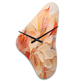 Minimalism Peach Flowers - Asymmetric Metal Wall Clock