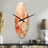 Minimalism Peach Flowers - Asymmetric Metal Wall Clock