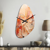 Minimalism Peach Flowers - Asymmetric Metal Wall Clock