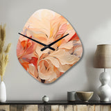 Minimalism Peach Flowers - Asymmetric Metal Wall Clock