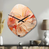 Minimalism Peach Flowers - Asymmetric Metal Wall Clock