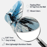 Blue Bird In Mix Of Colors - Asymmetric Metal Wall Clock