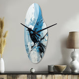 Blue Bird In Mix Of Colors - Asymmetric Metal Wall Clock