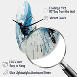 Blue Bird In Mix Of Colors - Asymmetric Metal Wall Clock