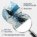 Blue Bird In Mix Of Colors - Asymmetric Metal Wall Clock