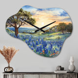 Blue Bonnets Sunset - Asymmetric Metal Wall Clock
