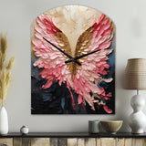 Pink And Gold Angel Wings - Asymmetric Metal Wall Clock