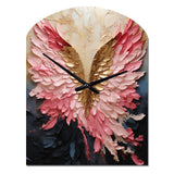 Pink And Gold Angel Wings - Asymmetric Metal Wall Clock
