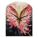 Pink And Gold Angel Wings - Asymmetric Metal Wall Clock