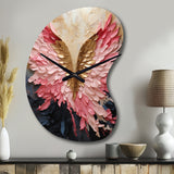 Pink And Gold Angel Wings - Asymmetric Metal Wall Clock