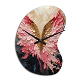 Pink And Gold Angel Wings - Asymmetric Metal Wall Clock