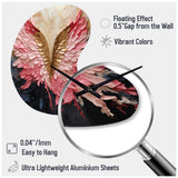 Pink And Gold Angel Wings - Asymmetric Metal Wall Clock