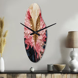 Pink And Gold Angel Wings - Asymmetric Metal Wall Clock