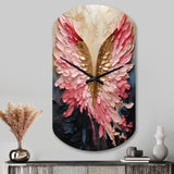 Pink And Gold Angel Wings - Asymmetric Metal Wall Clock