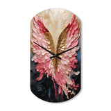 Pink And Gold Angel Wings - Asymmetric Metal Wall Clock