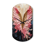 Pink And Gold Angel Wings - Asymmetric Metal Wall Clock