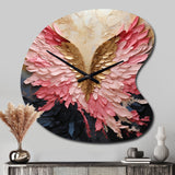 Pink And Gold Angel Wings - Asymmetric Metal Wall Clock