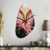 Pink And Gold Angel Wings - Asymmetric Metal Wall Clock