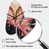 Pink And Gold Angel Wings - Asymmetric Metal Wall Clock