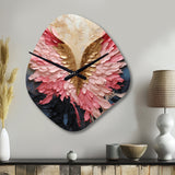 Pink And Gold Angel Wings - Asymmetric Metal Wall Clock