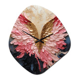 Pink And Gold Angel Wings - Asymmetric Metal Wall Clock