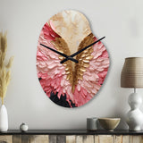 Pink And Gold Angel Wings - Asymmetric Metal Wall Clock
