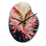 Pink And Gold Angel Wings - Asymmetric Metal Wall Clock