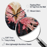 Pink And Gold Angel Wings - Asymmetric Metal Wall Clock