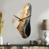 Minimalism Chrome Gold And Black Poteries - Asymmetric Metal Wall Clock