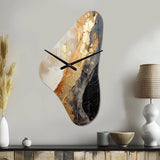 Minimalism Chrome Gold And Black Poteries - Asymmetric Metal Wall Clock