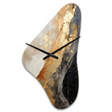 Minimalism Chrome Gold And Black Poteries - Asymmetric Metal Wall Clock