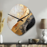 Minimalism Chrome Gold And Black Poteries - Asymmetric Metal Wall Clock
