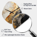 Minimalism Chrome Gold And Black Poteries - Asymmetric Metal Wall Clock